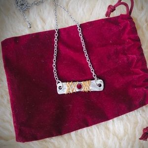 Brighton Red Dazzler Necklace with Gold Wire